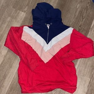 PINK Victoria’s Secret chevron quarter zip hooded sweatshirt